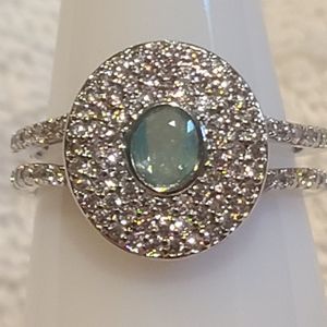 *BP #3841 "Sparkling Details" Pacific Opal (lab) on Rhodium. Size 7 BRAND NEW